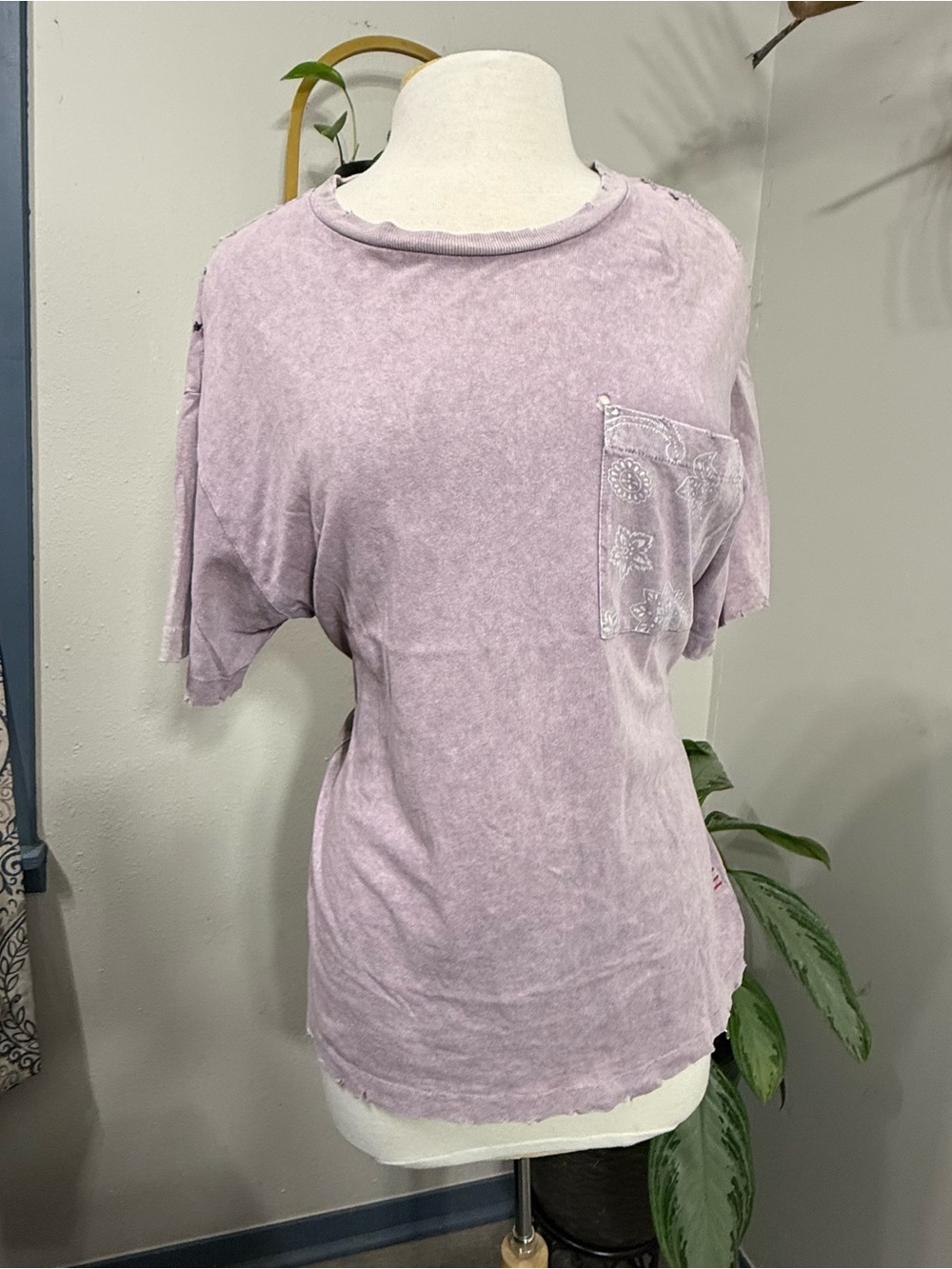BDG Urban Outfitters Distressed Acid Wash Pocket Tee Purple Size S/P